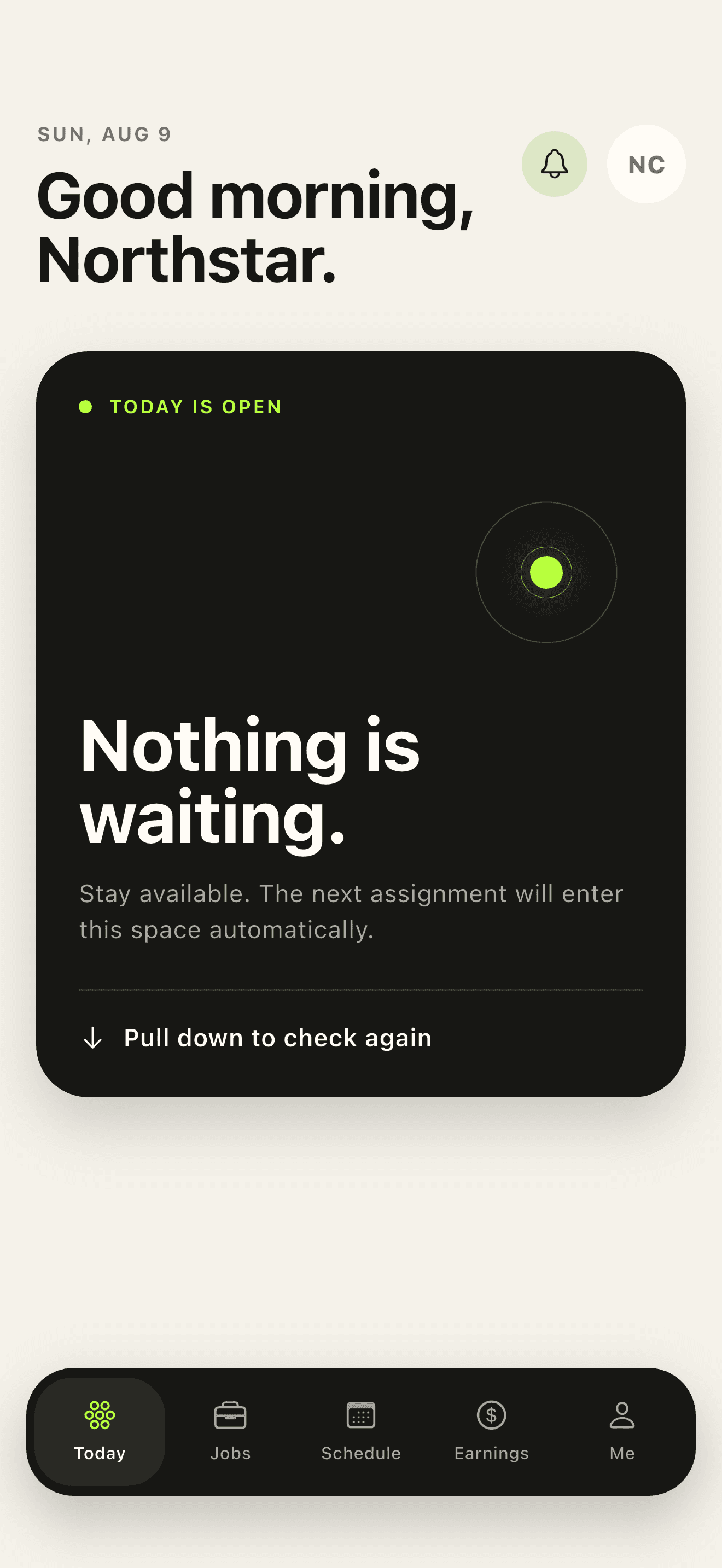 Monolith provider app showing today's assigned work